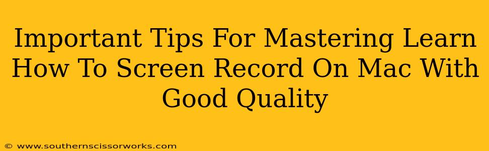 Important Tips For Mastering Learn How To Screen Record On Mac With Good Quality